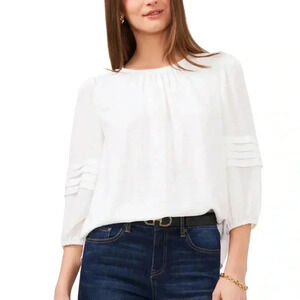Vince Camuto Womens White Ruffle Sleeve Flowy Blouse